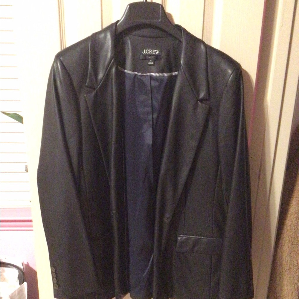 J. Crew Willa blazer in Black Faux Leather - size 16 EUC - Picture 2 of 3